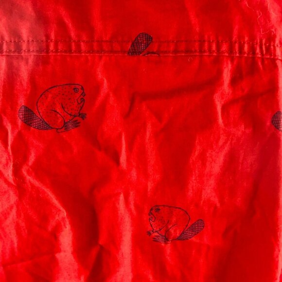 Duluth Trading Button Up Shirt Mens Angry Beaver Lumberjack Hipster Red L - Picture 8 of 10